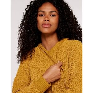 Mustard Yellow Popcorn Knitted Hooded Sweater